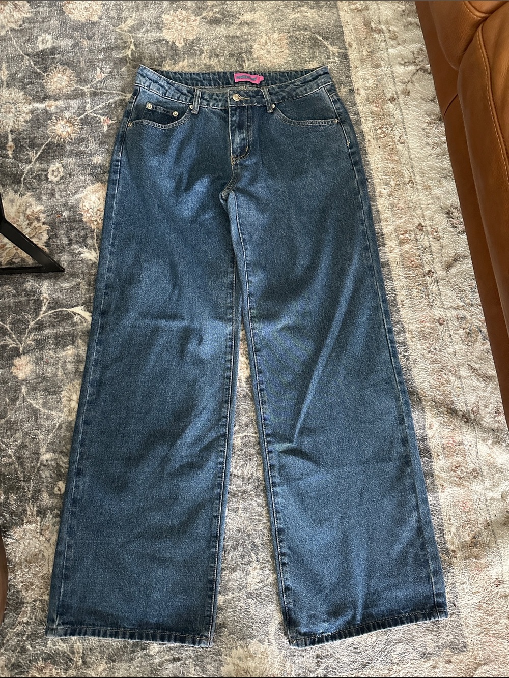 Edikted Dark Wash Wide Leg Jeans